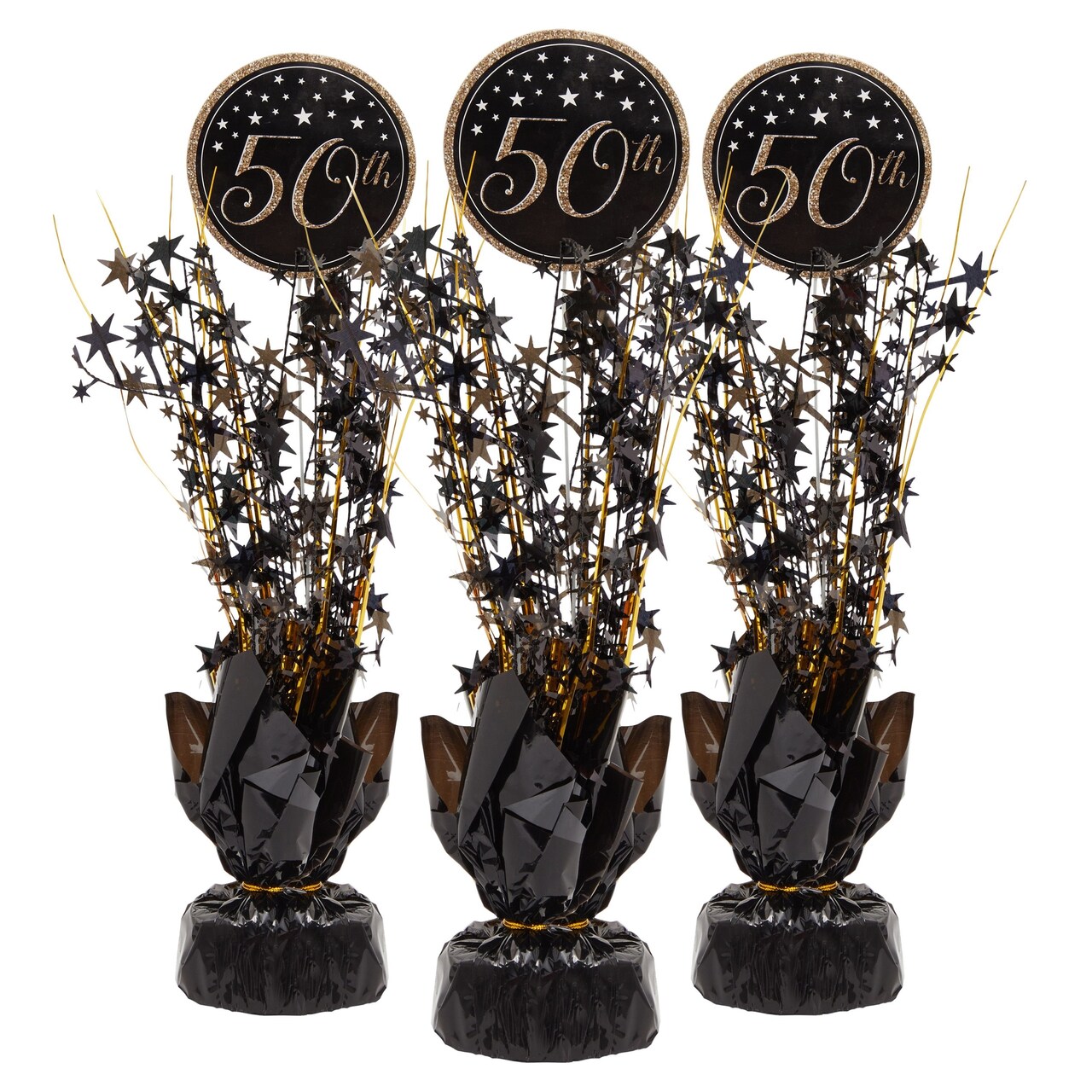 3 Pack 50th Birthday Decorations, Black and Gold 50th Anniversary
